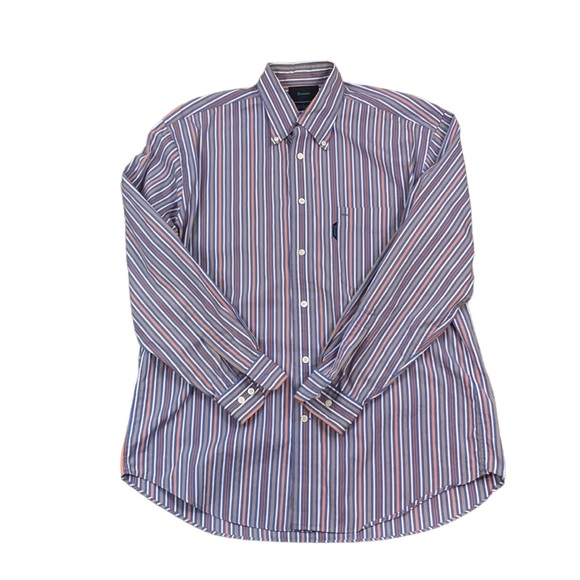 Faconnable Men’s Dress Shirt Striped Size L Button Down Front Pocket Cot… - Picture 1 of 12